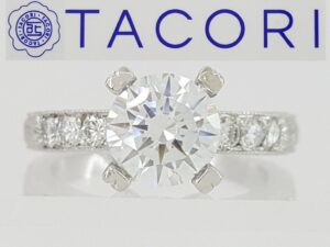 TACORI Platinum Semi-Mount Diamond Engraved Engagement Ring 0.3 ct Retail 5,140