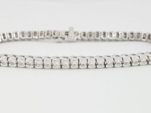 Round Brilliant Diamond Straight Line Tennis Bracelet 2 ct 14K White Gold Rt 5K