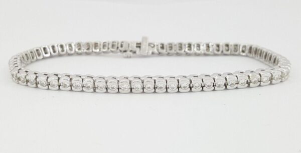 Round Brilliant Diamond Straight Line Tennis Bracelet 2 ct 14K White Gold Rt 5K