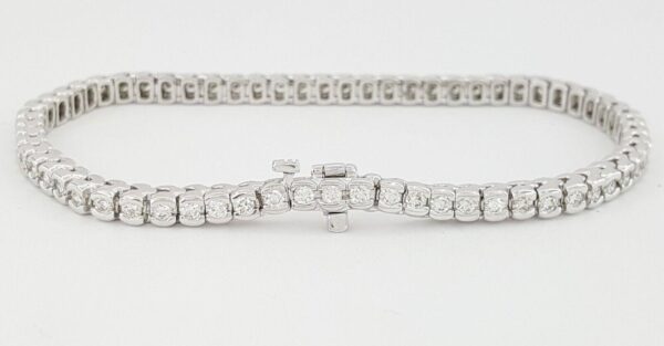 Round Brilliant Diamond Straight Line Tennis Bracelet 2 ct 14K White Gold Rt 5K