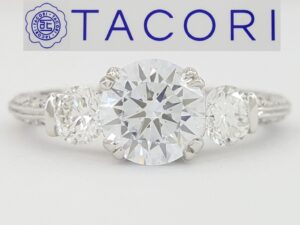 Tacori Platinum 3-Stone 0.85 ct Round Semi-Mount Engagement Ring Rtl 7,960