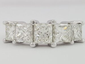 Princess Cut Diamonds 5 Five Stone Platinum Ring GIA 3.24 ct Retail 12,000