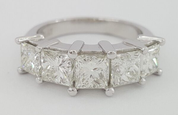 Princess Cut Diamonds 5 Five Stone Platinum Ring GIA 3.24 ct Retail 12,000