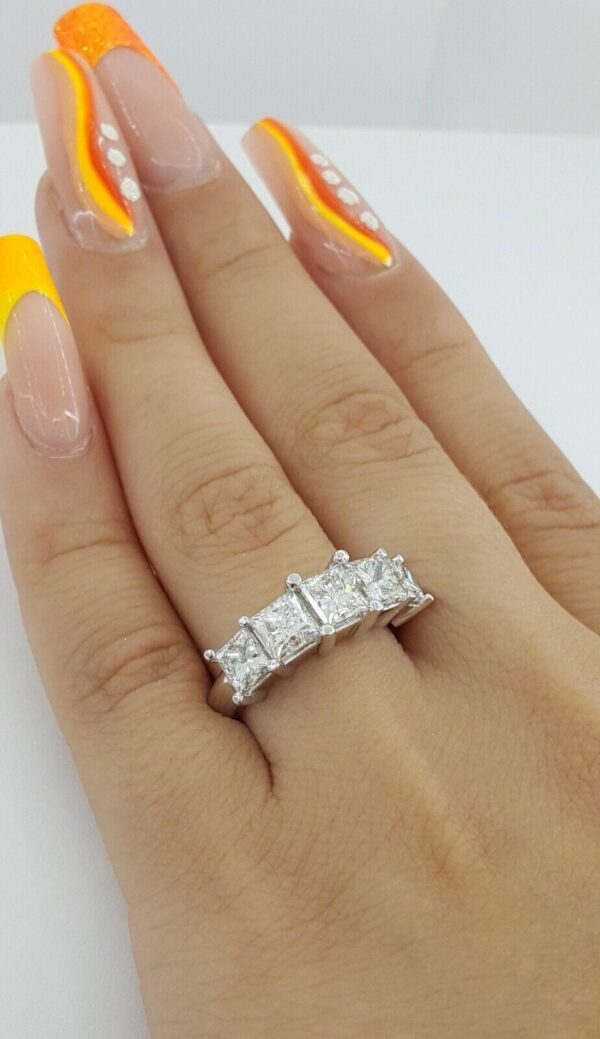 Princess Cut Diamonds 5 Five Stone Platinum Ring GIA 3.24 ct Retail 12,000