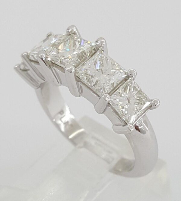 Princess Cut Diamonds 5 Five Stone Platinum Ring GIA 3.24 ct Retail 12,000