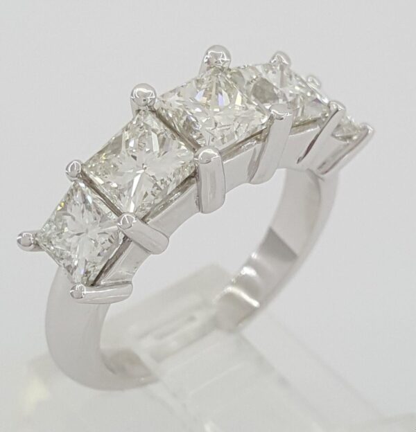 Princess Cut Diamonds 5 Five Stone Platinum Ring GIA 3.24 ct Retail 12,000