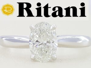 Ritani Oval Ideal Cut Diamond Solitaire Engagement Ring 1 ct GIA 14k & Platinum