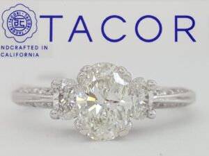 TACORI Crescent Platinum 1.26 ct Oval Three-Stone Engagement Ring Rtl 11.4K GIA