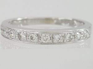 0.25 ct Round Diamond Pave Set Wedding Band Ring 2.8 mm 14K White Gold