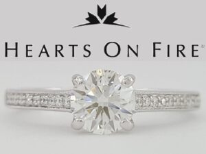 Jeff Cooper Hearts on Fire Round Triple 0 Cut Diamond Engagement Ring 0.88 ct