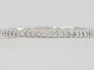 0.2 ct Round Diamond Half Circle Pave Wedding Band 1.6 mm 14k White Gold