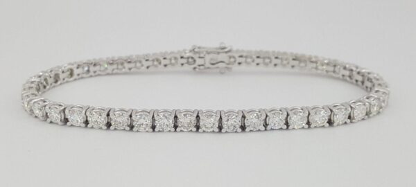 Round Brilliant Diamond Straight Line Tennis Bracelet 5.23 ct 18K White Gold