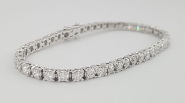 Round Brilliant Diamond Straight Line Tennis Bracelet 5.23 ct 18K White Gold