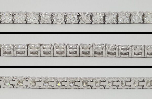 Round Brilliant Diamond Straight Line Tennis Bracelet 5.23 ct 18K White Gold