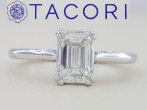 Simply TACORI 1.09 ct 18K White Gold Emerald Diamond Engagement Ring GIA 11,250