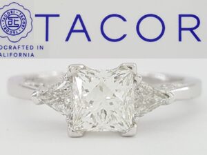 Simply TACORI 1.35 ct LEO Princess Cut Diamond 3-Stone Platinum Engagement Ring