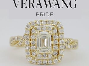 Vera Wang Love 1 ct Emerald Diamond Double Halo Crossover Engagement Ring 3,999