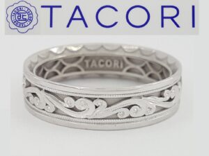 TACORI Sculpted Crescent 104-6W 6mm Men's 18k White Wedding Band Rtl2,340 Sz10.5