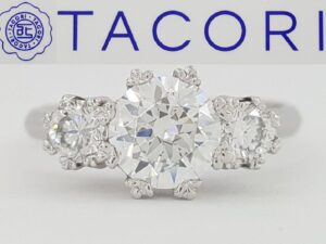 0.47 ct TACORI Platinum 3-Stone Round Semi-Mount Engagement Ring Rtl 5,320