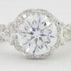 Three-Stone Trillion Diamond Semi-Mount Engagement Ring Platinum CZ & 0.75 ct