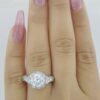 Three-Stone Trillion Diamond Semi-Mount Engagement Ring Platinum CZ & 0.75 ct