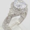 Three-Stone Trillion Diamond Semi-Mount Engagement Ring Platinum CZ & 0.75 ct