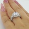 Three-Stone Trillion Diamond Semi-Mount Engagement Ring Platinum CZ & 0.75 ct