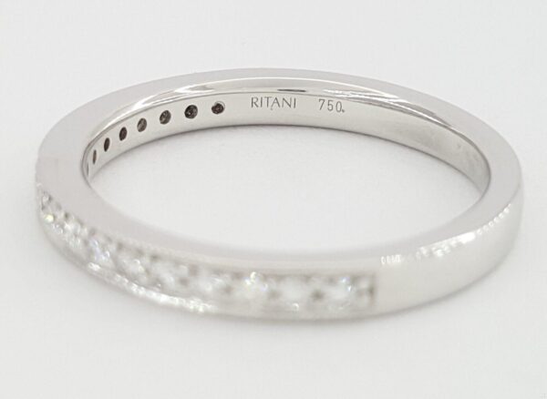 Ritani 21697 18K White Gold Milgrain Round Cut Diamond Ring 0.24 ct Rtl 2,330