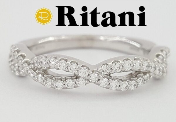 Ritani 21318 Masterwork Twist 0.37 ct 14K White Gold Round Diamond Ring Rtl 2220