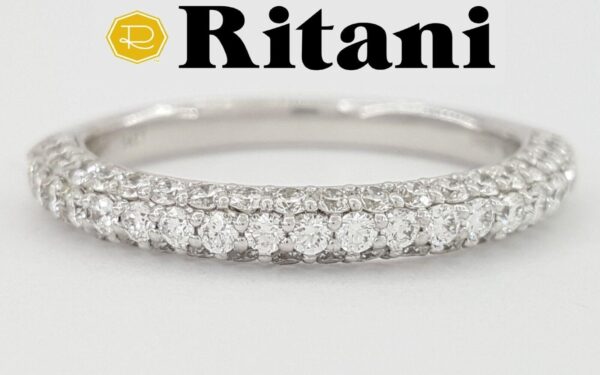 Ritani 21340 Masterwork Pavé 0.70 ct 14K White Gold Round Diamond Ring Rtl 2880