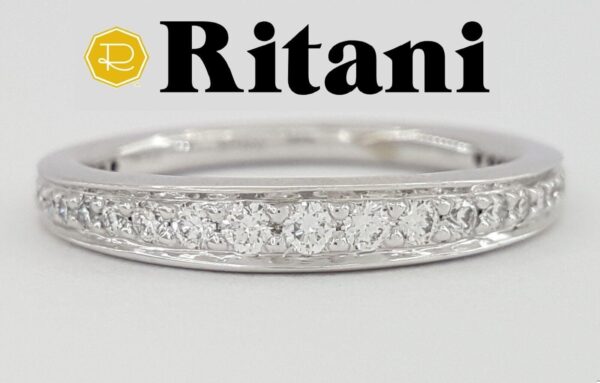 Ritani 92378AR 0.35 ct 18K White Gold Pavé Round Cut Diamond Ring Rtl 3,045