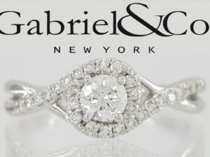 Gabriel & Co. 0.68 ct Round Cut Diamond 14K White Gold Halo Engagement Ring