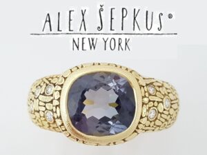 Alex Sepkus Purple Spinel & Diamond Statement Ring 18k Yellow Gold 3.10 ct