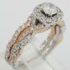 Neil Lane Bridal 14K Two-Tone Round Diamond Halo Crossover Ring Set 0.75 ct