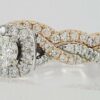 Neil Lane Bridal 14K Two-Tone Round Diamond Halo Crossover Ring Set 0.75 ct