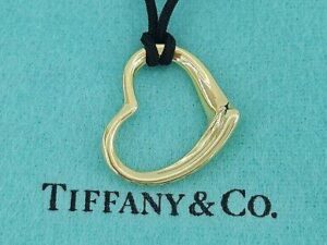 Tiffany & Co Elsa Peretti ® 18K Yellow Gold Medium 22mm Open Heart Pendant 16"