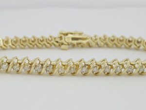 Round Brilliant Diamond "S" Link Tennis Bracelet 7.25" 2 ct 14K Yellow Gold