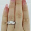 Round & Baguette Cut Diamond Engagement Ring Set 0.75 ct 14K Gold and Platinum