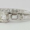 Round & Baguette Cut Diamond Engagement Ring Set 0.75 ct 14K Gold and Platinum