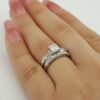 Round & Baguette Cut Diamond Engagement Ring Set 0.75 ct 14K Gold and Platinum