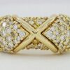 Vintage Hammerman Brothers 18K Yellow Gold Pave Diamond X Statement Ring 2.1 ct