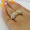 Vintage Hammerman Brothers 18K Yellow Gold Pave Diamond X Statement Ring 2.1 ct