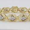 Vintage 1.76 ct Round Cut Diamonds 14K Gold Ribbon Tennis Bracelet 31 Grams 6"