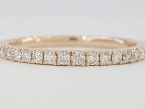 0.27 ct 14k Rose Gold Haft Circle Round Diamonds Wedding Band 1.9mm Rtl 995