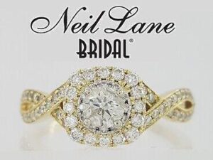 Neil Lane Bridal 0.88 ct 14K Round Cut Crossover Halo Engagement Ring Rtl 2.5k