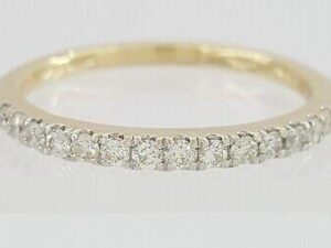 0.28 ct Haft Circle Round Diamonds 14k Yellow Gold Wedding Band 2mm