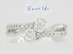 Ever Us Two Stone 0.56 ct 14K White Gold Round Cut Diamond Engagement Ring