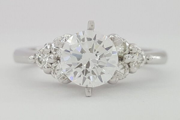 0.33 ct Platinum 3-Stone Round Cut Semi-Mount Engagement Ring Rtl 1445