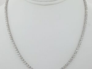 Round Diamond 14K White Gold Straight Line Tennis Necklace 5.41 ct 17" Rtl 17K