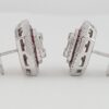 18k White Gold 3.39 ct Round & Baguette Diamond Ruby Halo Stud Earrings 12gm